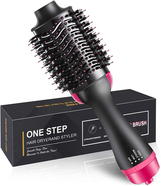 One Step Hair Dryer & Volumizer Brush – 3 in 1 Hot Air Hair Styler for Straightening, Curling & Frizz Control – Salon Blowout at Home