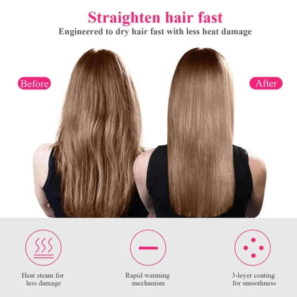 One Step Hair Dryer & Volumizer Brush – 3 in 1 Hot Air Hair Styler for Straightening, Curling & Frizz Control – Salon Blowout at Home