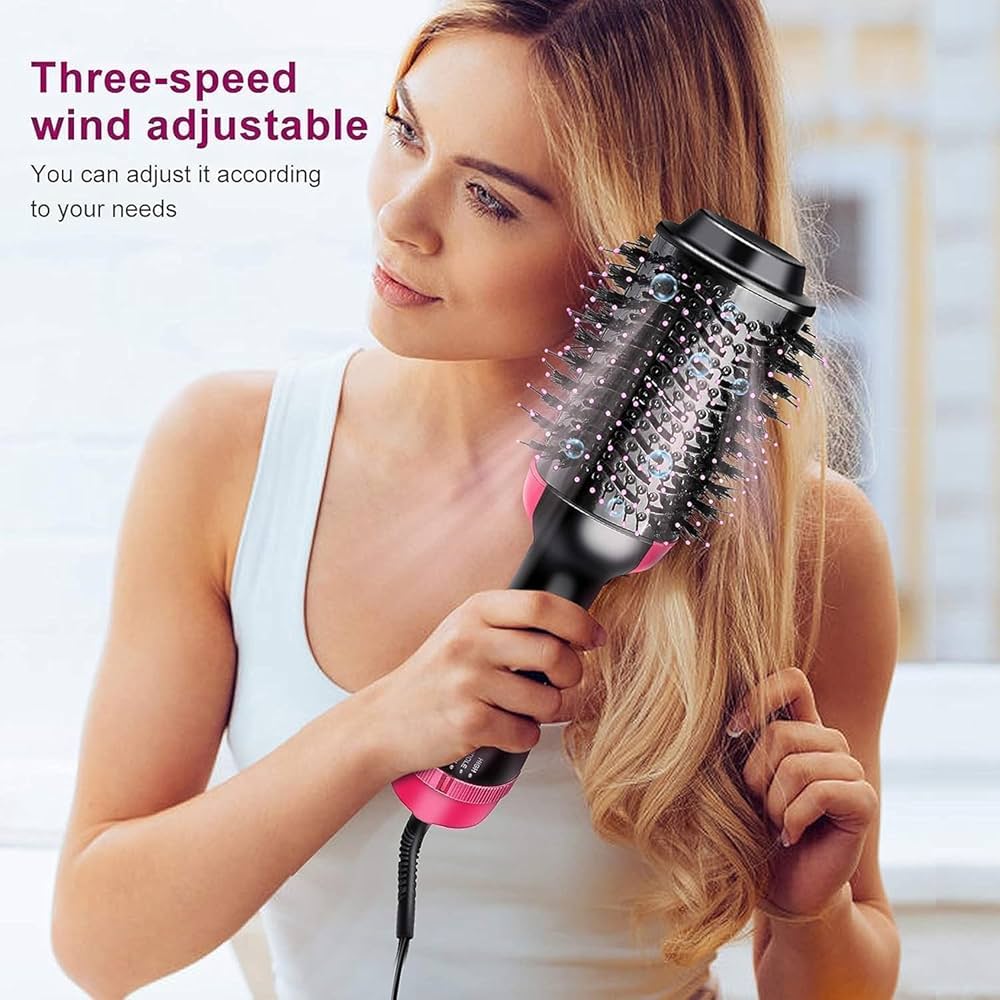 One Step Hair Dryer & Volumizer Brush – 3 in 1 Hot Air Hair Styler for Straightening, Curling & Frizz Control – Salon Blowout at Home